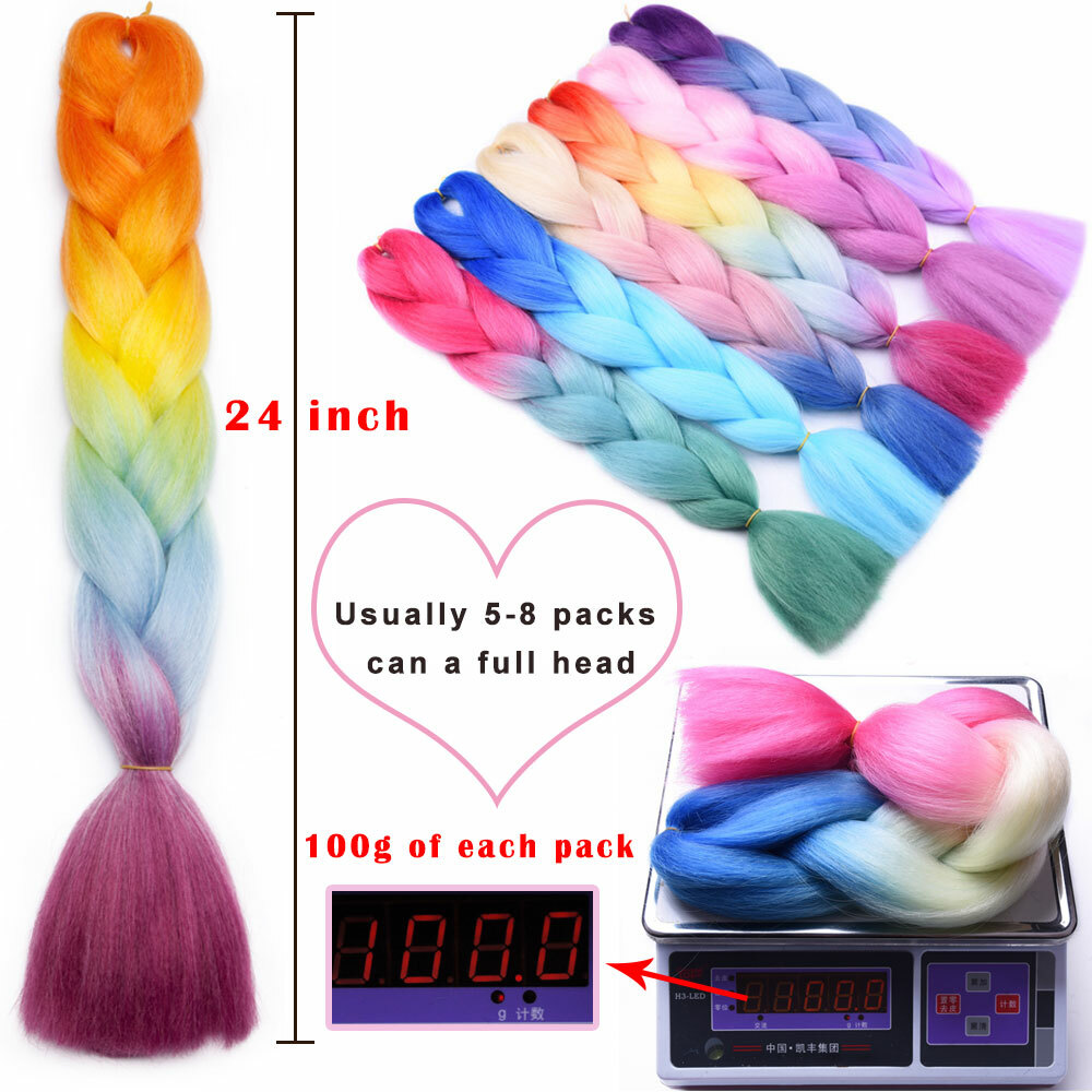 High Quality Box Braids Jumbo Braiding Hair Extensions 24inch Afro Twist Ombre H