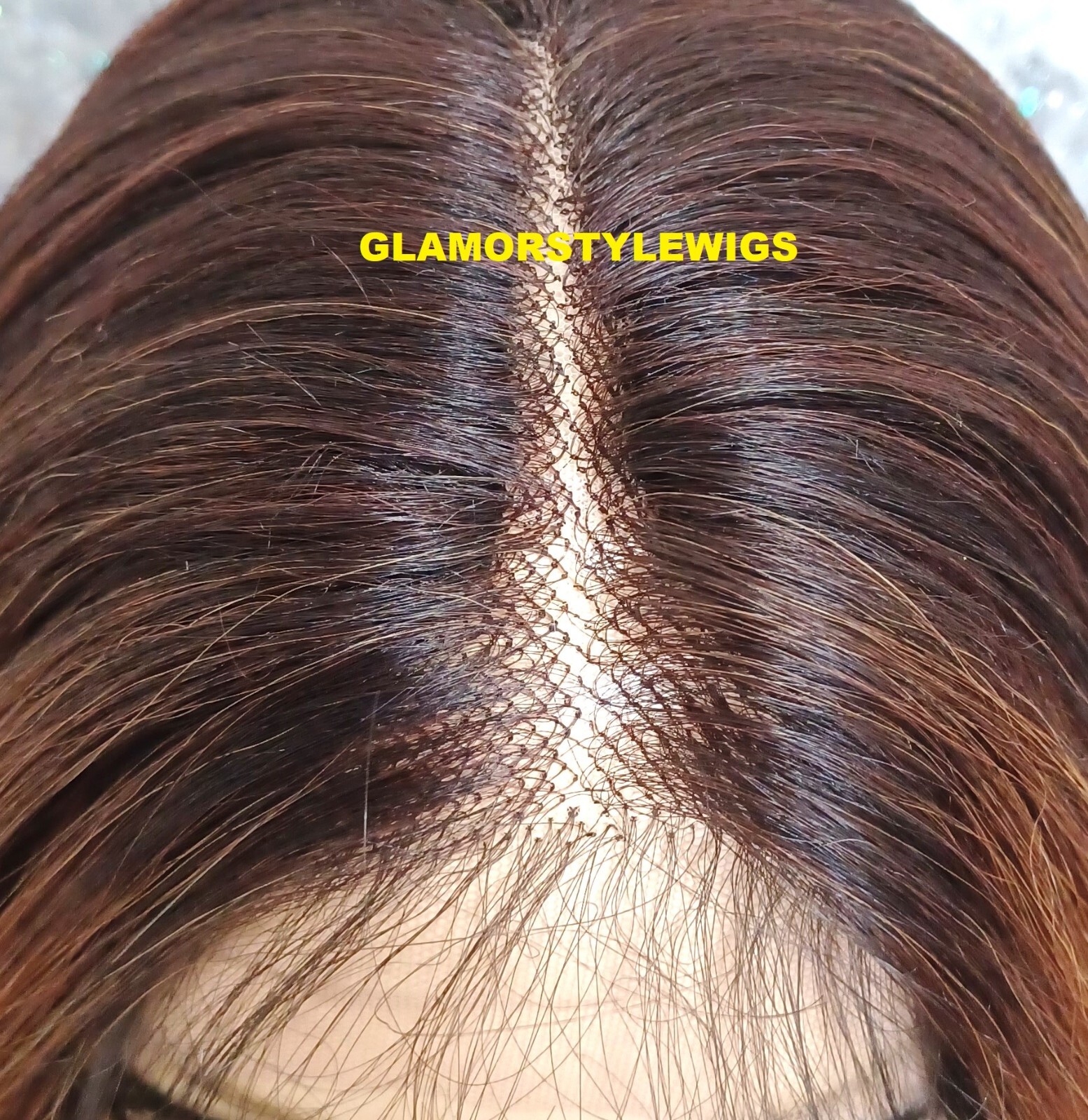 34″ LACE FRONT FULL WIG LONG STRAIGHT LAYERED OMBRE BROWN AUBURN MIX HEAT OK NWT