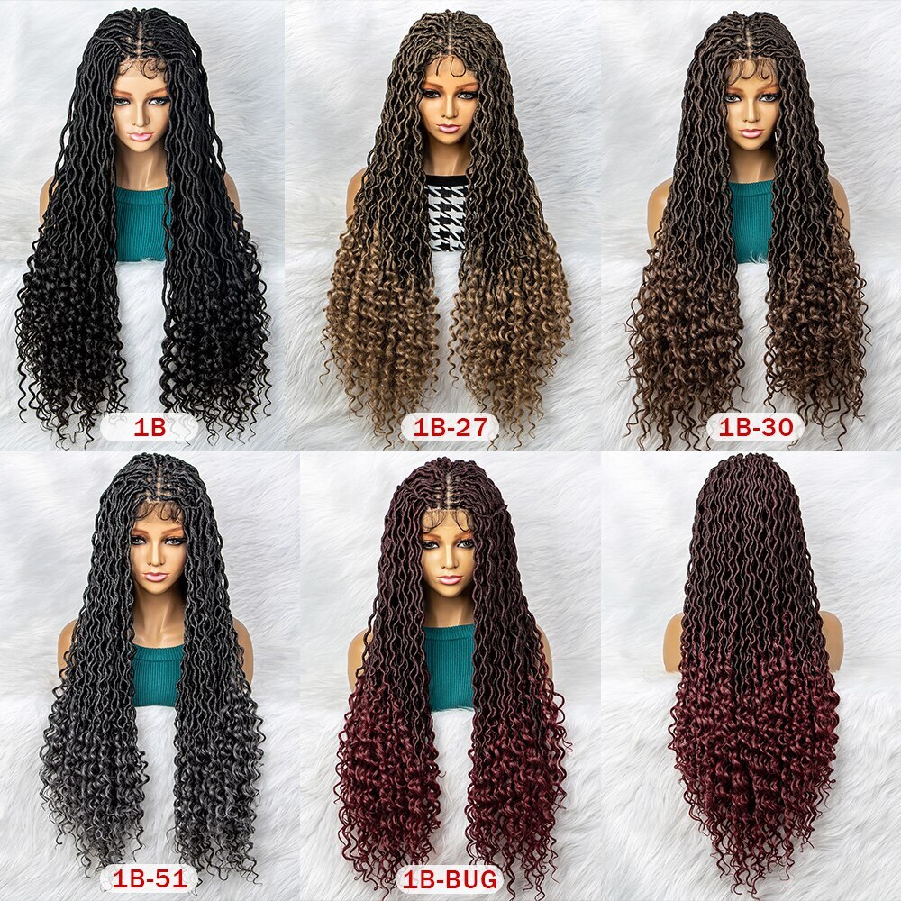 32″ Synthetic Lace Front Wig Braided Wigs Braid With Baby Hair Braided Curly