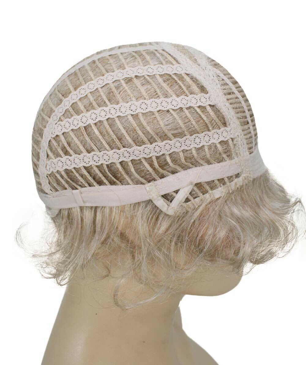 Monroe – Curly Kanekalon Synthetic Fiber Full Wig, 4 – 4.5 in, Light Silver Grey