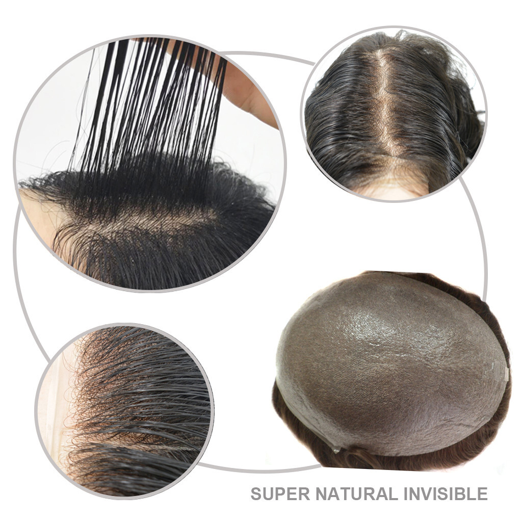 Men’s Poly Skin Hairpiece All V-loop Invisible Super Thin Skin Toupee For Men #3