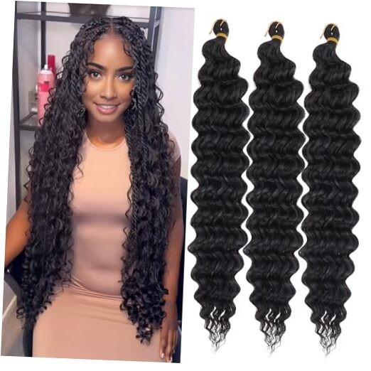 Ocean Wave Crochet Hair 3 Packs 30 Inch Deep Twist 30 Inch (Pack of 3) #1B