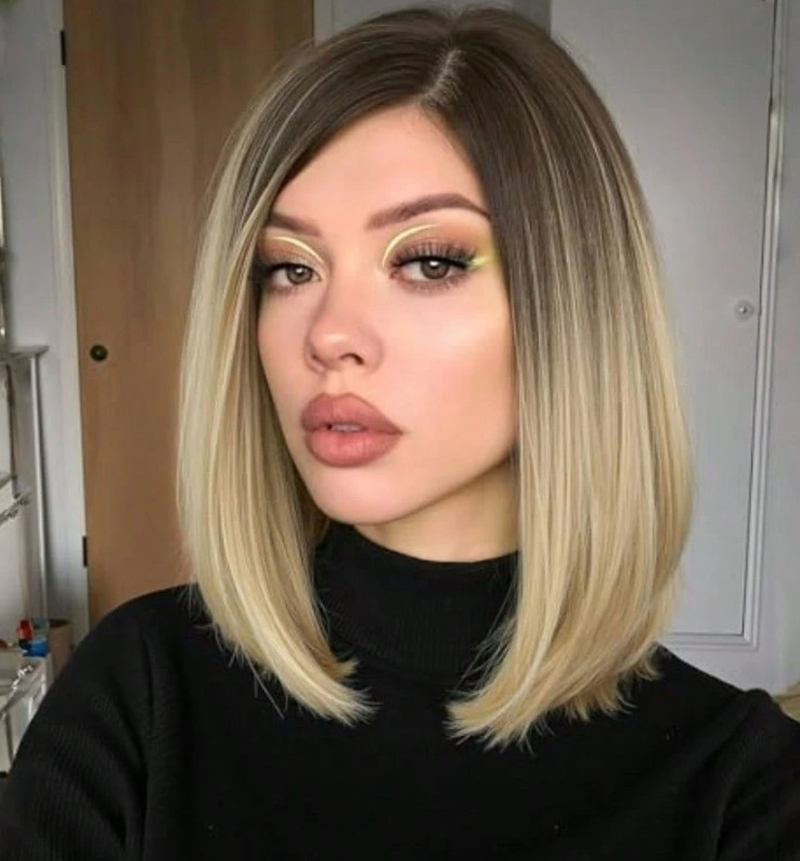 Short Bob Wig Ombre Blonde Wigs Side Part Cosplay Party Halloween Wigs