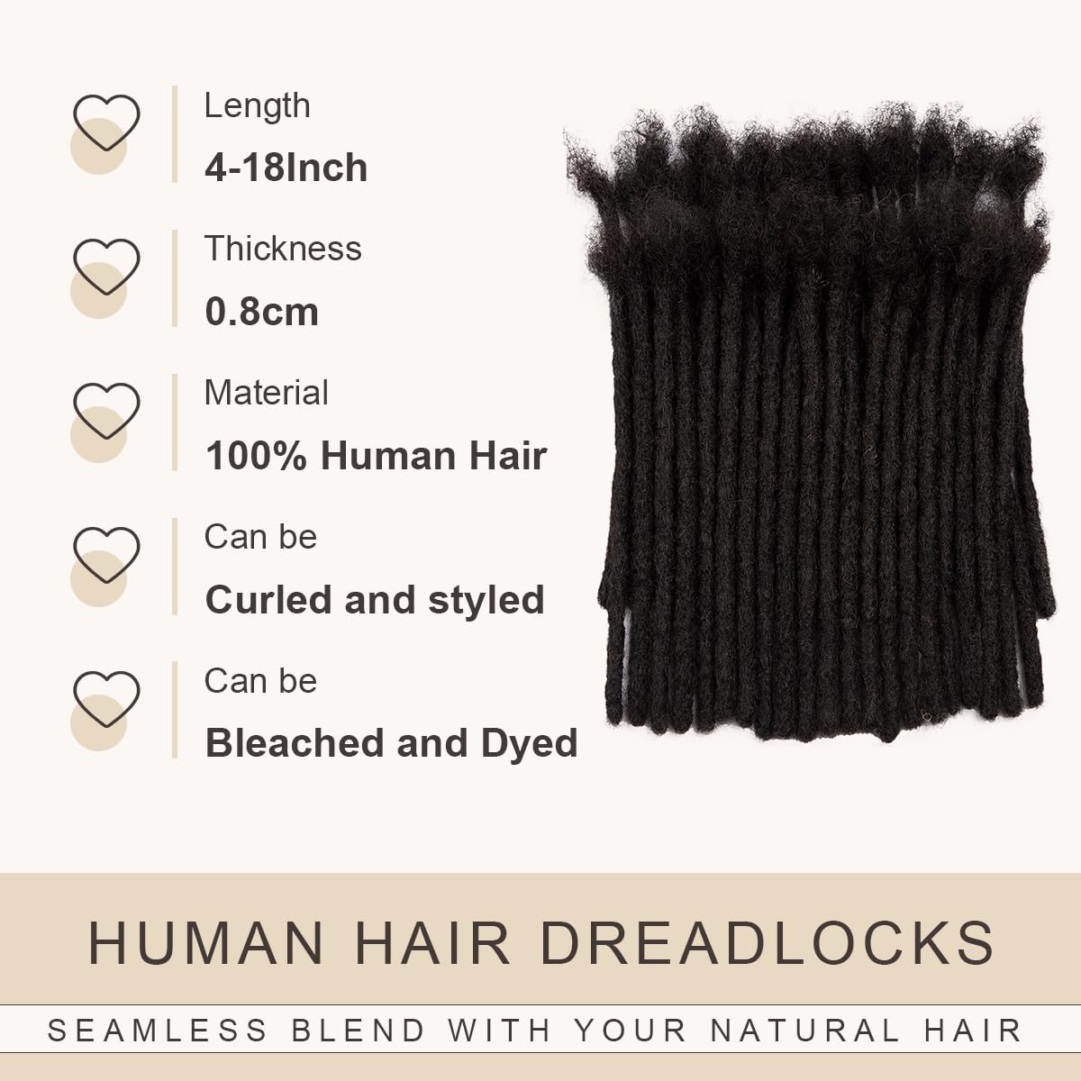 Originea Daixi 0.8Cm Thickness 14 Inch 20 Strands 100 Real Human Hair Dreadlock