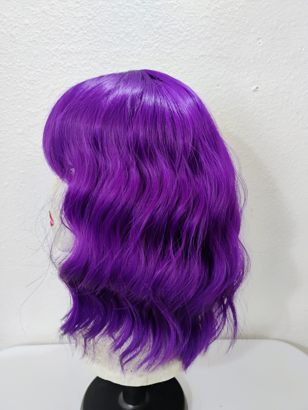 Batisi Dark Purple Wave Synthetic Hair Fiber Bangs Wig Cosplay Halloween New