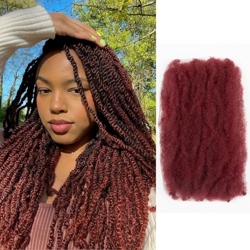 Afro Kinkys Bulk Hair for Twist Braiding, 99J Red 12 Inch 1 pack 99j burgundy