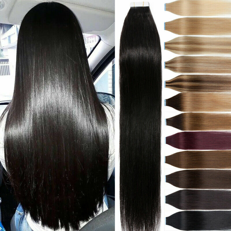 Tape in Hair Extensions Invisible Glue Skin Weft Real Remy Human Hair Colored US