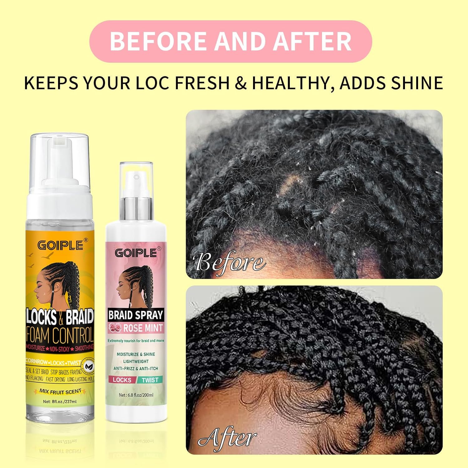 Braid Foam Control Mousse Hair Braiding Mousse for Twist, Locs, Braids Lightweig