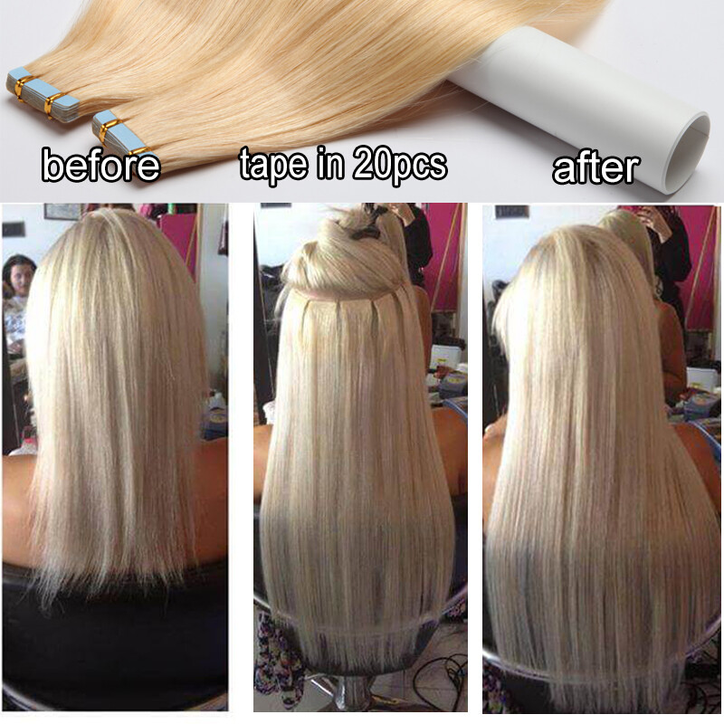 US 16″-22″ Body Wave Tape In Real Human Hair Extensions 10pcs/20pcs Full Head L4