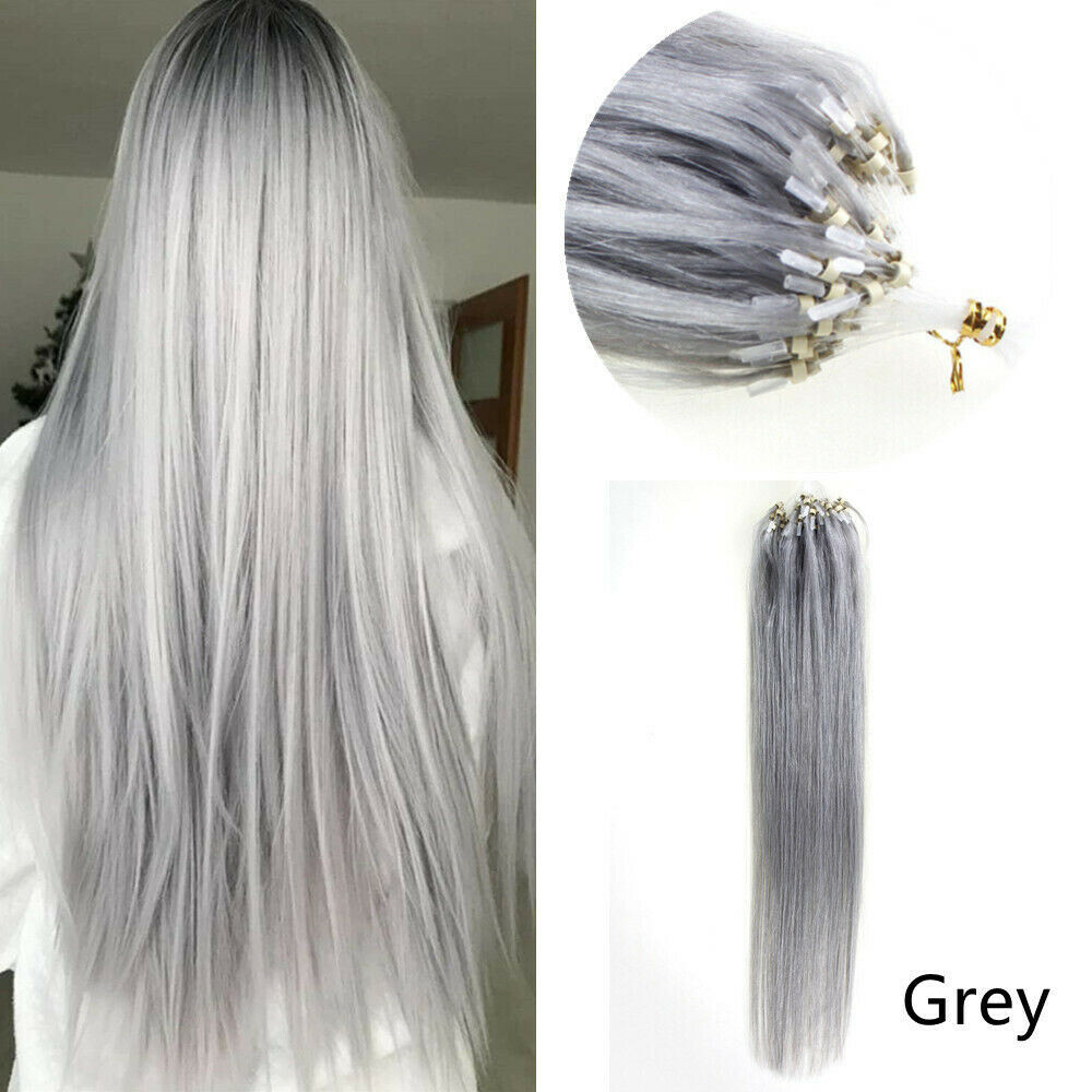 Easy Loop Micro Real Human Hair Extensions Micro Beads Link Russian Hair 16-26in