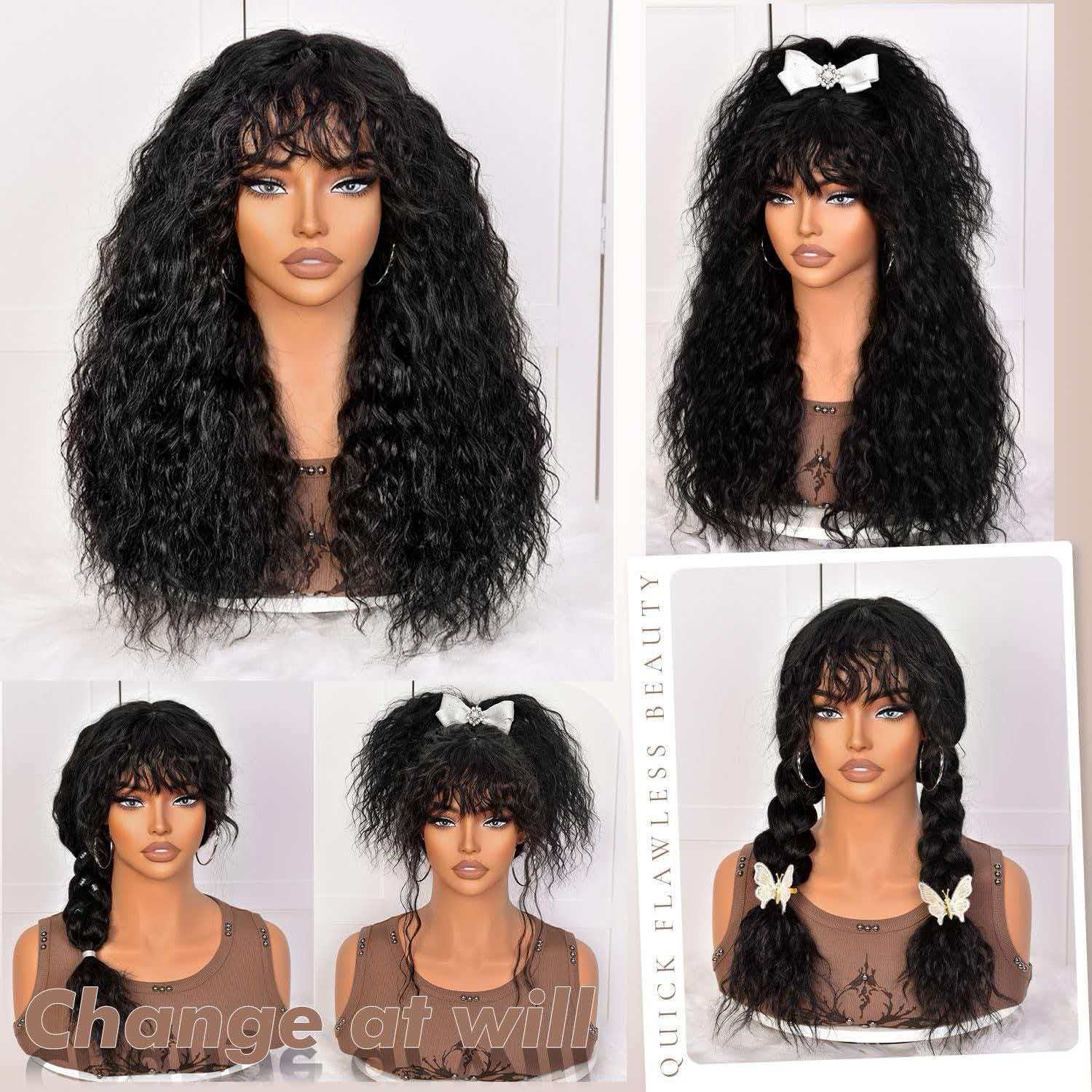 Kinky Curly Afro Wig for Women Black Full Heat Resistant Synthetic Cosplay Party