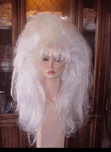 SIN CITY WIGS DRAG QUEEN DANCER BIG FLUFFY HAIR LONG TEASED VOLUME THICK WHITE