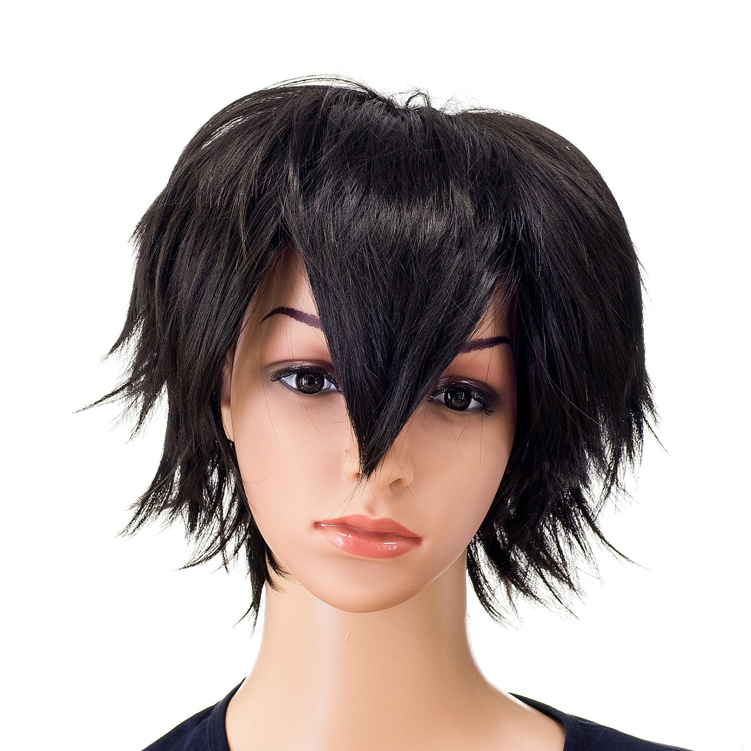 Unisex Fashion Spiky Layered Short Anime Cosplay Wig for Men and Women (1B-Of…