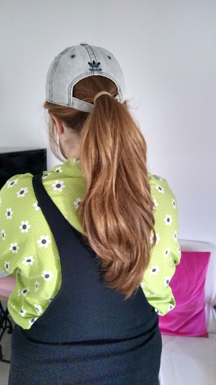 9 inches of thick blonde human hair