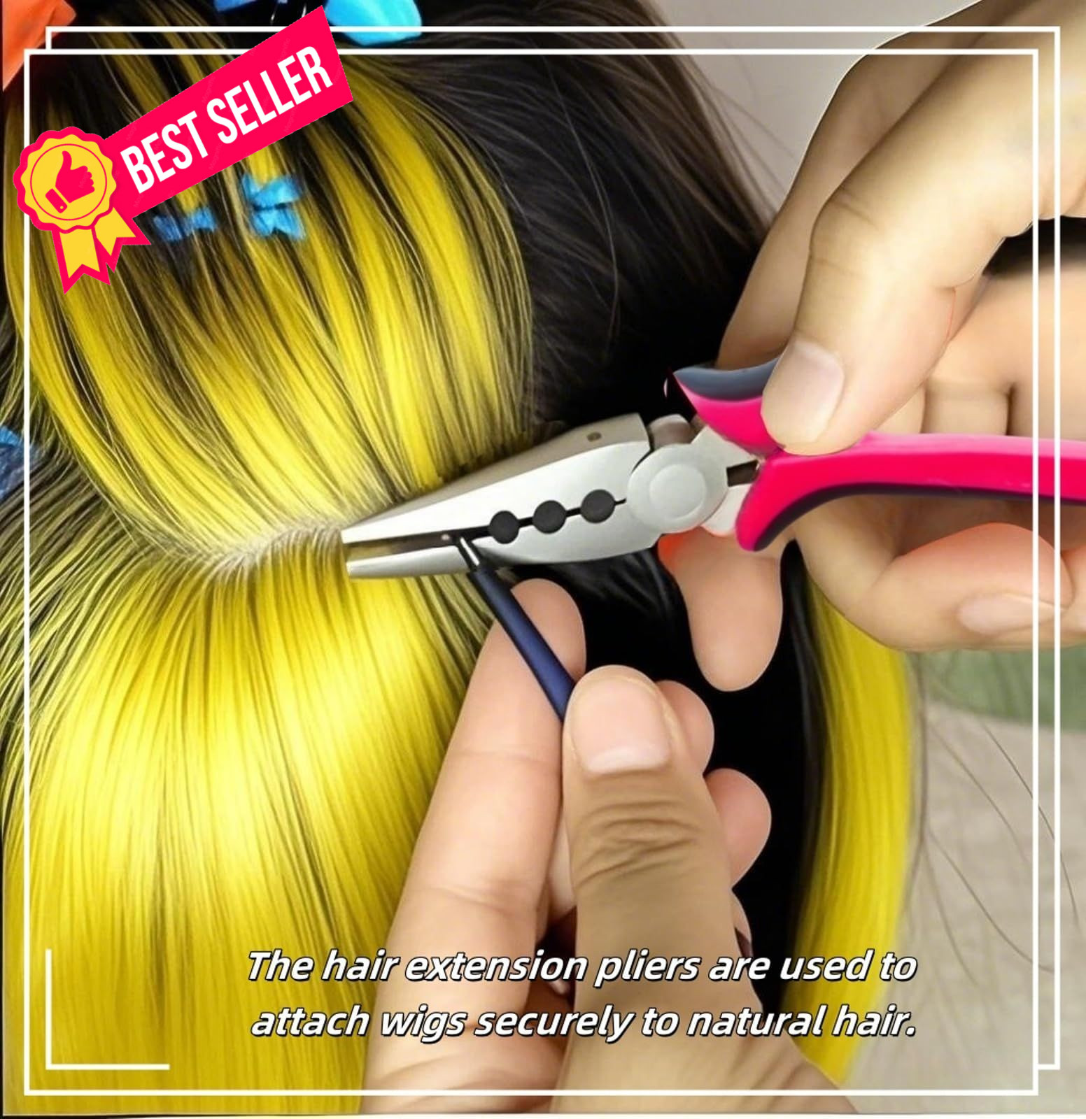 Hair Extension Pliers with 3-Hole Design for Micro and Nano Rings, MINI, Pink