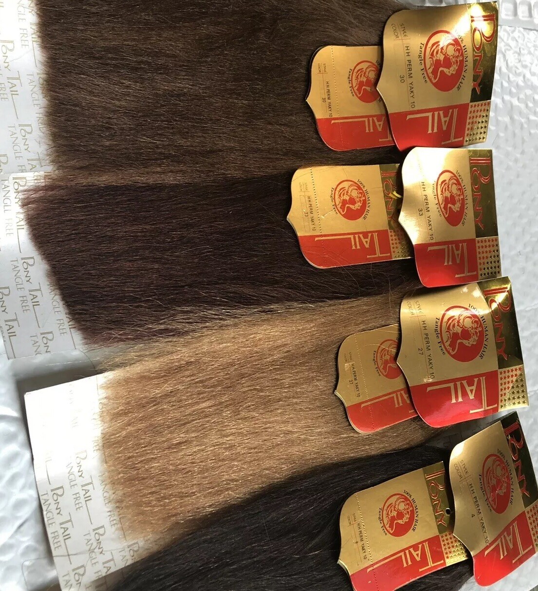 100% Human Hair for Weaving by Pony Tail, Perm Yaki Coarse Texture, Bright Color