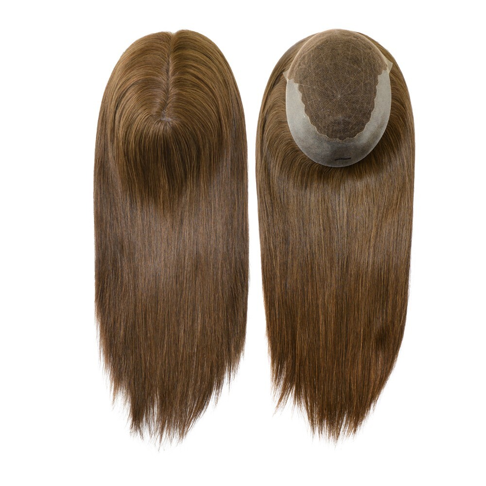 Women Topper Human Remy Hair Systems French Lace Long Hair Pieces 16” Q6L #L6