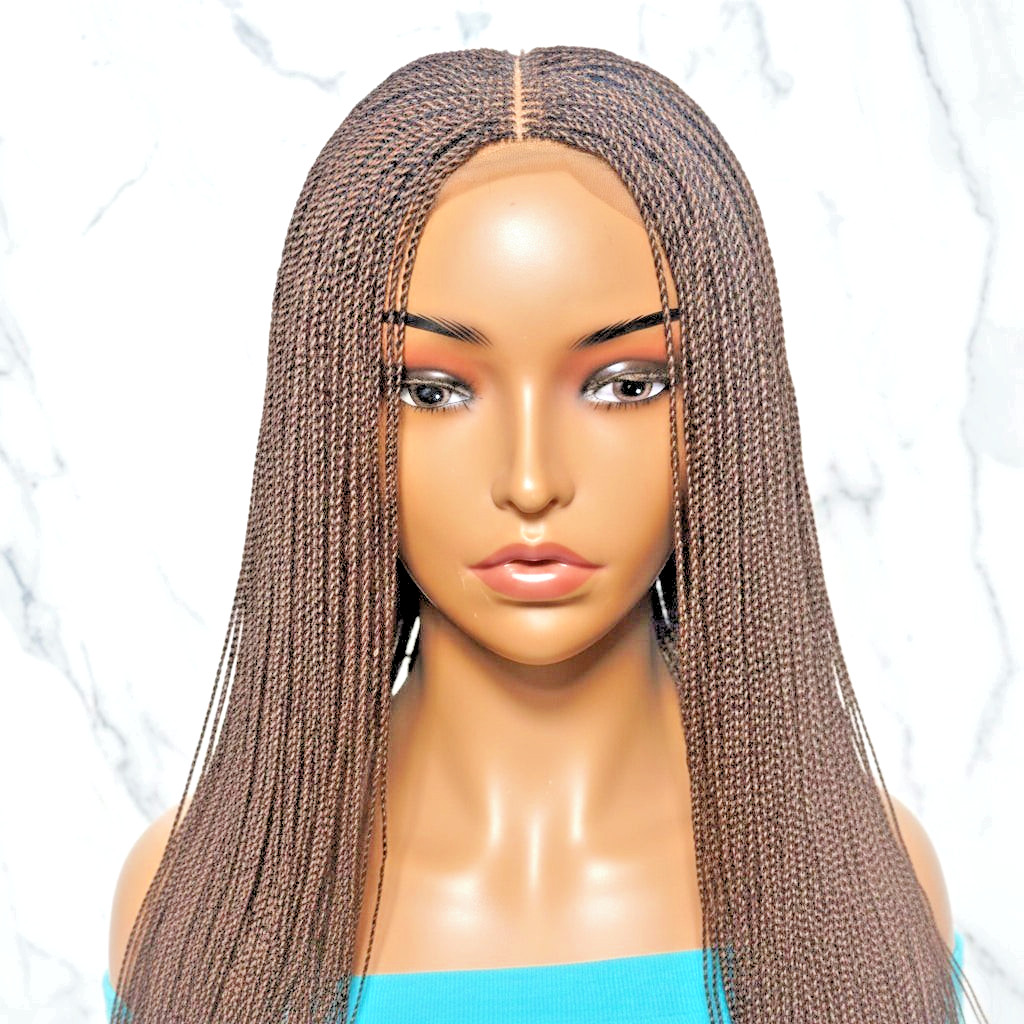 Micro Twist Braids. Frontal Lace Closure with Feather tips. Braided Wig