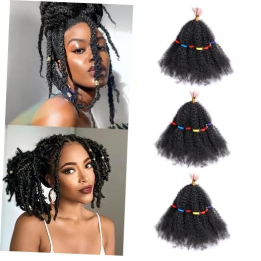 Spring Twist Hair Bulk Synthetic Curly Crochet Hair 12 Inch (Pack of 3) C-#1B
