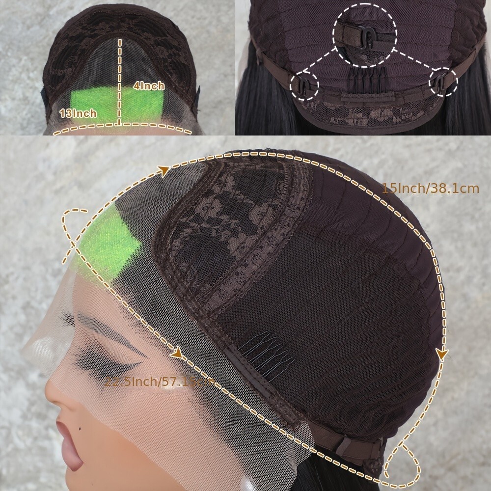 Green Highlight Black Skunk Stripe Frontal Lace Wigs Synthetic Glueless Straight