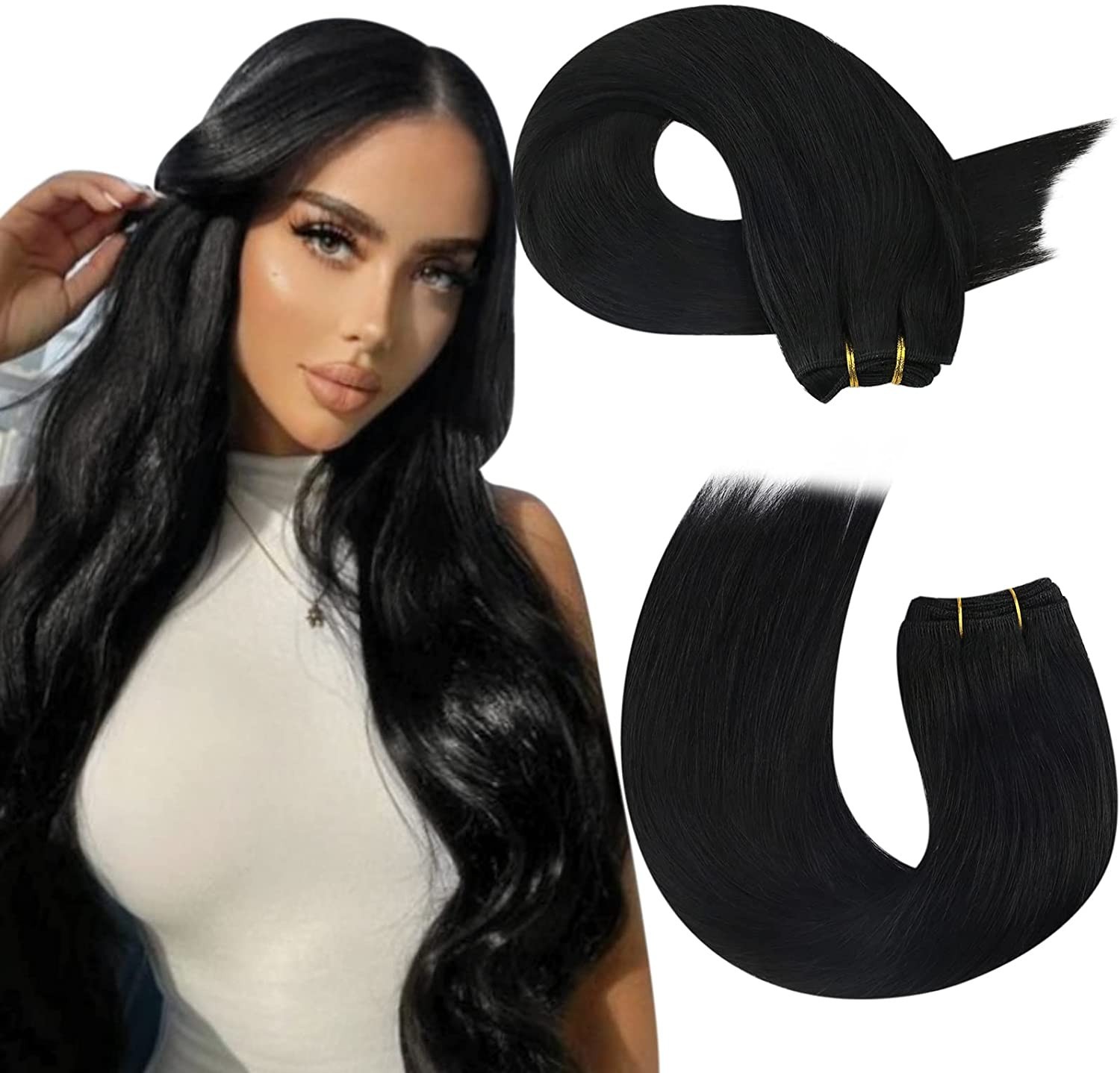 Weave Double Weft Hair Extensions Human Hair Bundles Sew in Remy Hair Colored