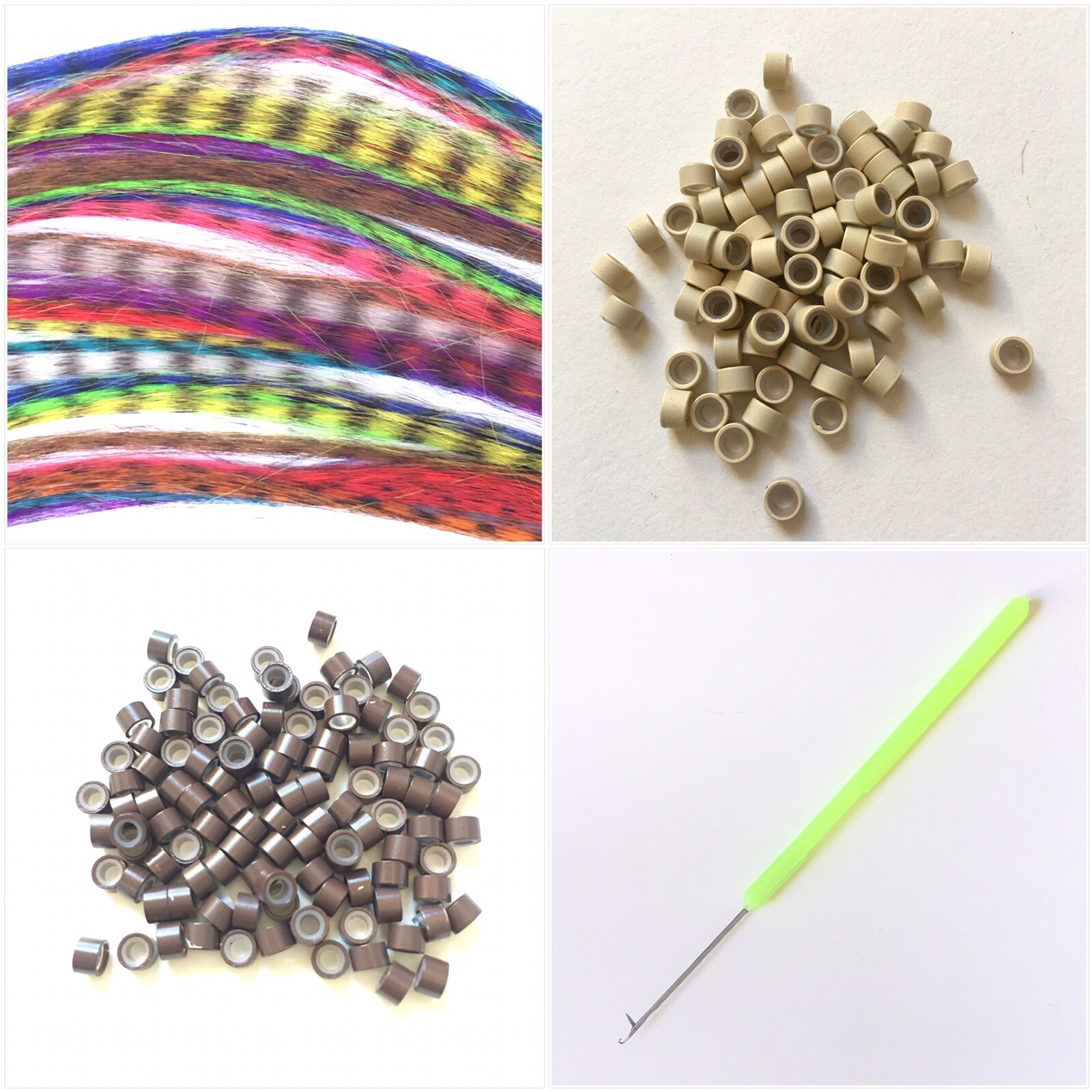 Synthetic Feather Hair Extension Kit With 30 Feathers 1Hook +60 Beads Halloween