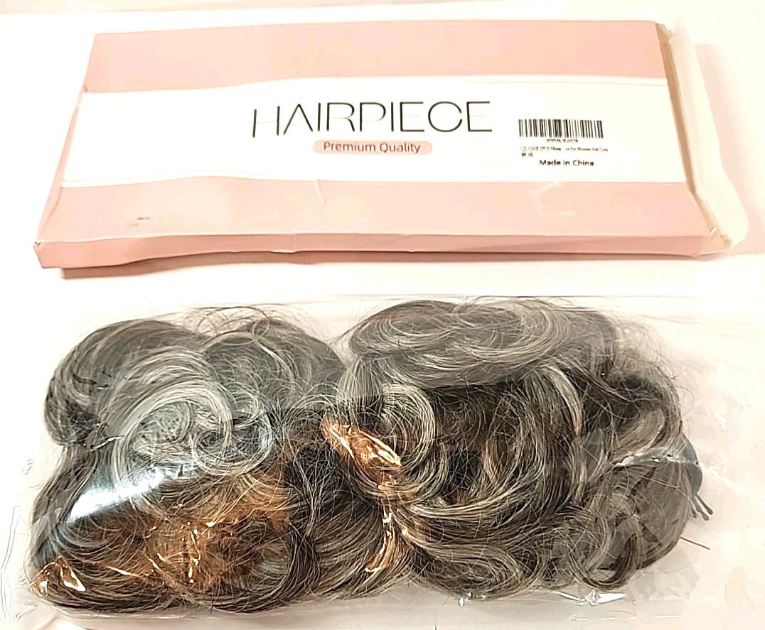 Messy Bun Hair 2 Pcs Wavy Curly Scrunchies Elegant Chignon Updo Ash Grey Fashion