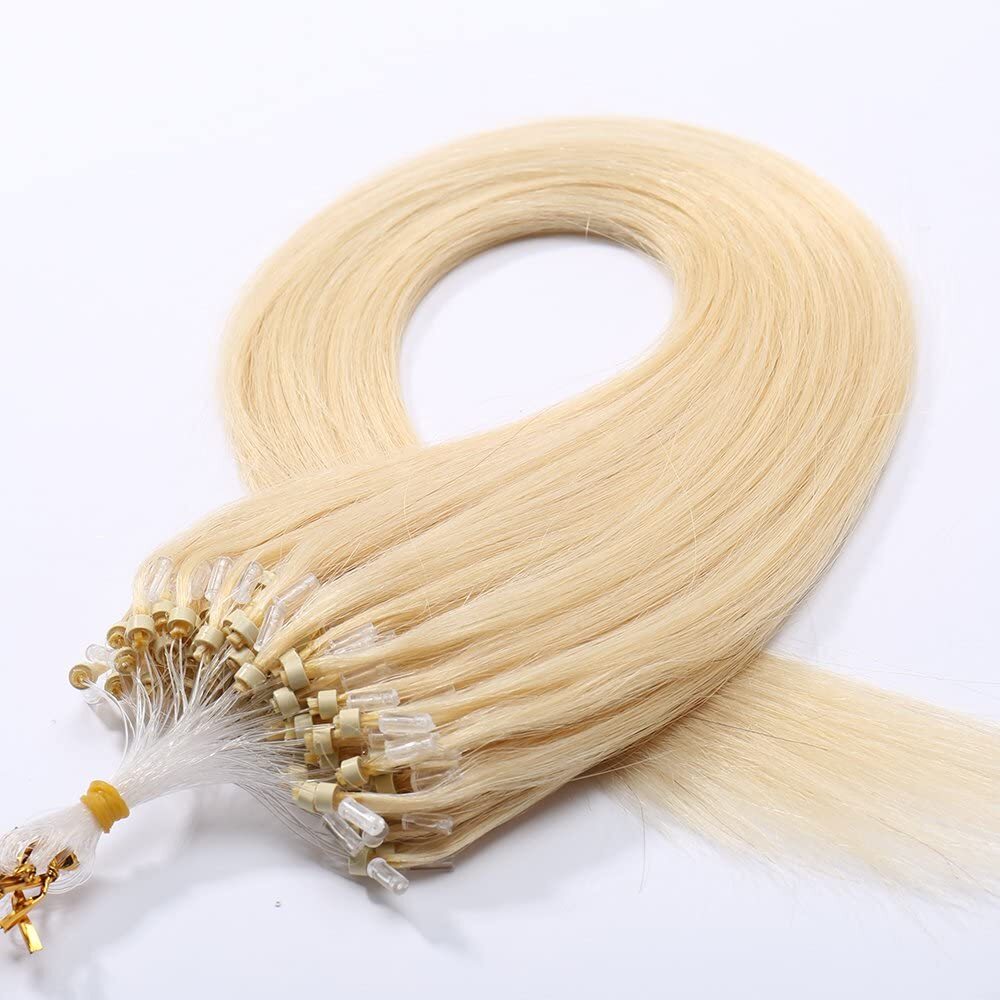 Micro Loop Hair Extensions Invisible Micro Bead Real Human Hair Highlight Blonde