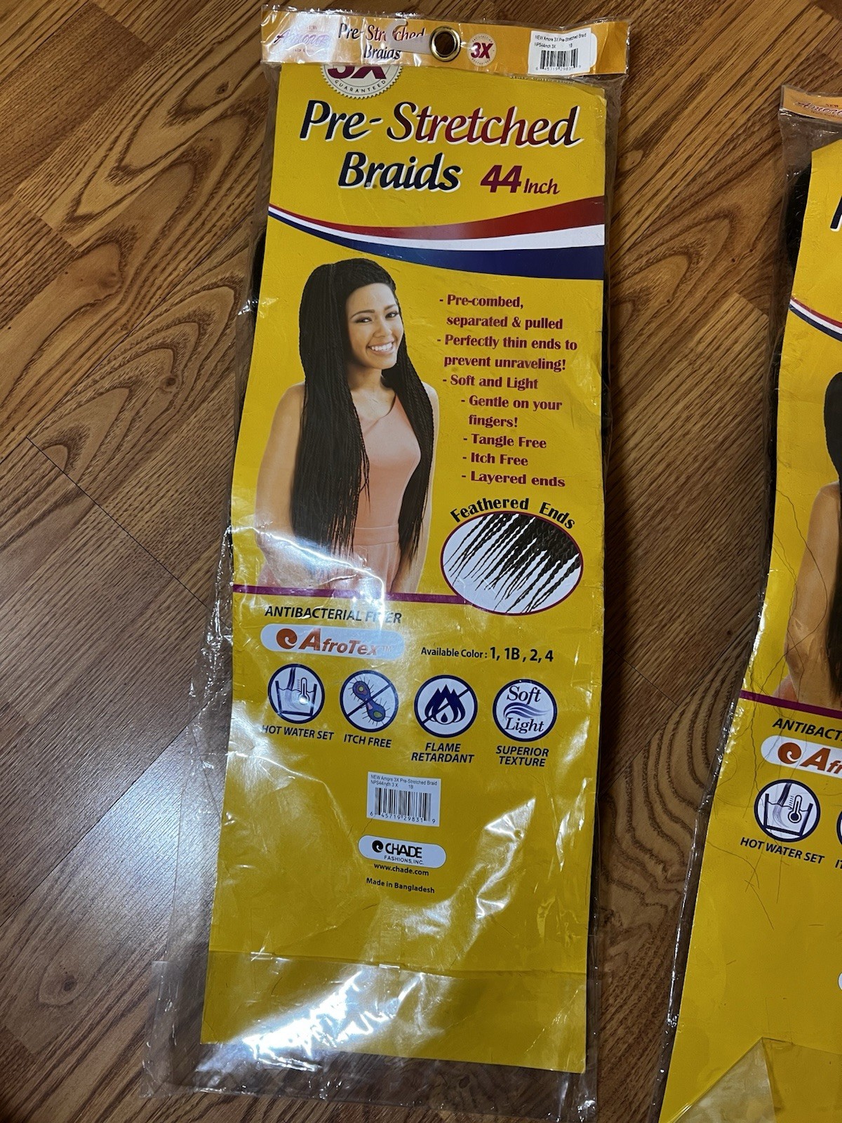 Set of 3 Amour Pre Stretched Braids 44 Inch 1B 3Pack AfroTex Antibacterial