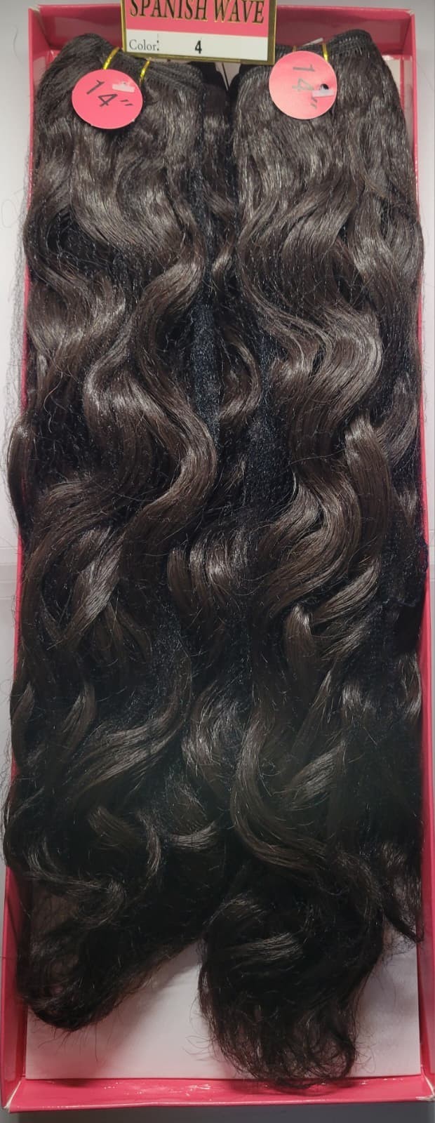 New Dark Brown Hair 4pcs Multi Pack 2×14″ 2×16″ Spanish Wave Extensions #4