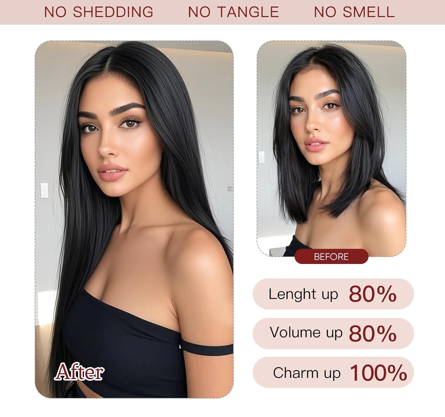 LOVELINE Luxury Remy 14-inch Clip-in Hair Extensions for Women — 110g, Jet Black