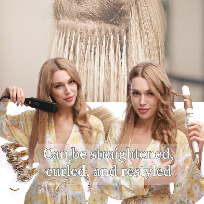 Micro Loop Beads 100% Human Hair Extensions Russian Remy NANO I Tip Rings 24″