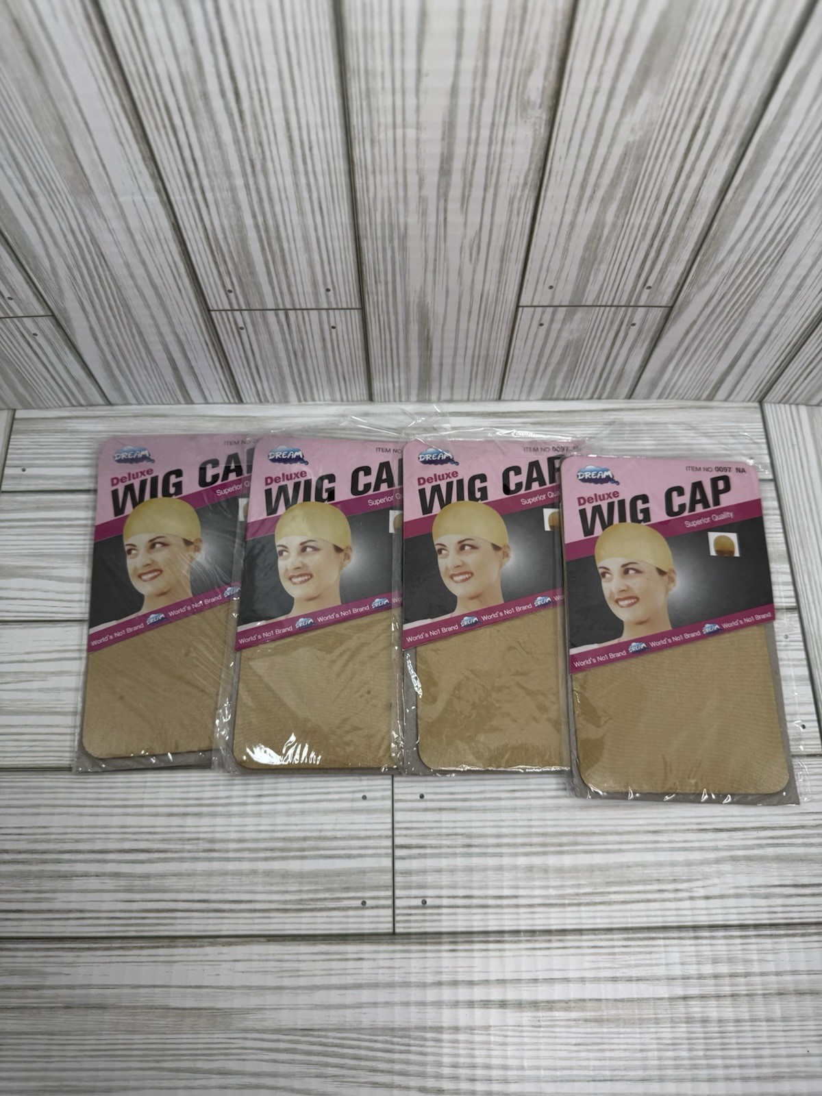Dream World Deluxe Wig Cap Item Number 0097 Beige One Size Fits All Lot Of 4