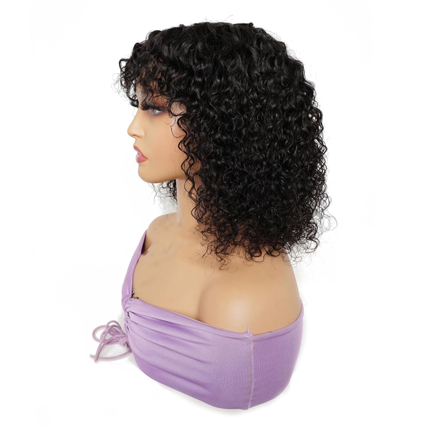 2x1Lace Front WigBrazilian ShortBob Kinky Curly Virgin Human Hair Wig for Women