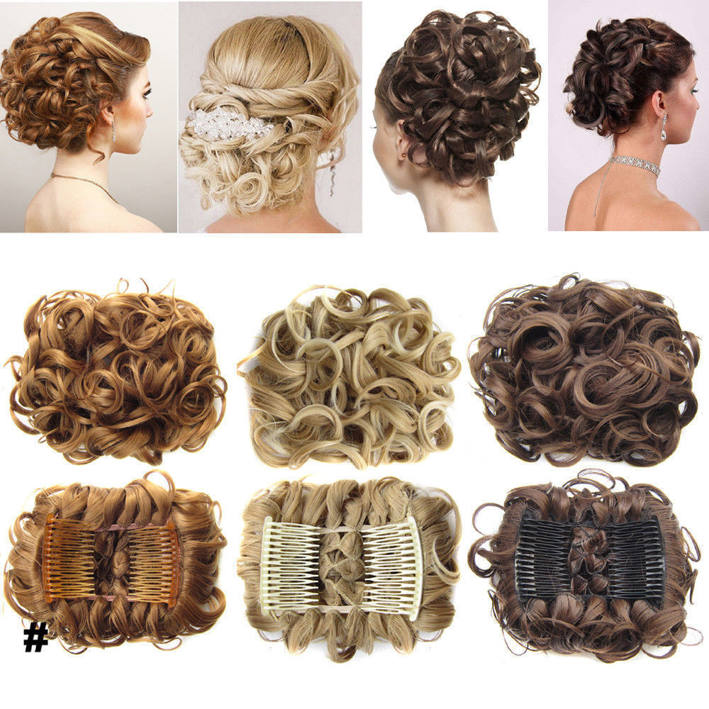 MEGA LARGE THICK Curly Chignon Messy Bun Updo Clip in Hair Piece Extensions Kl2