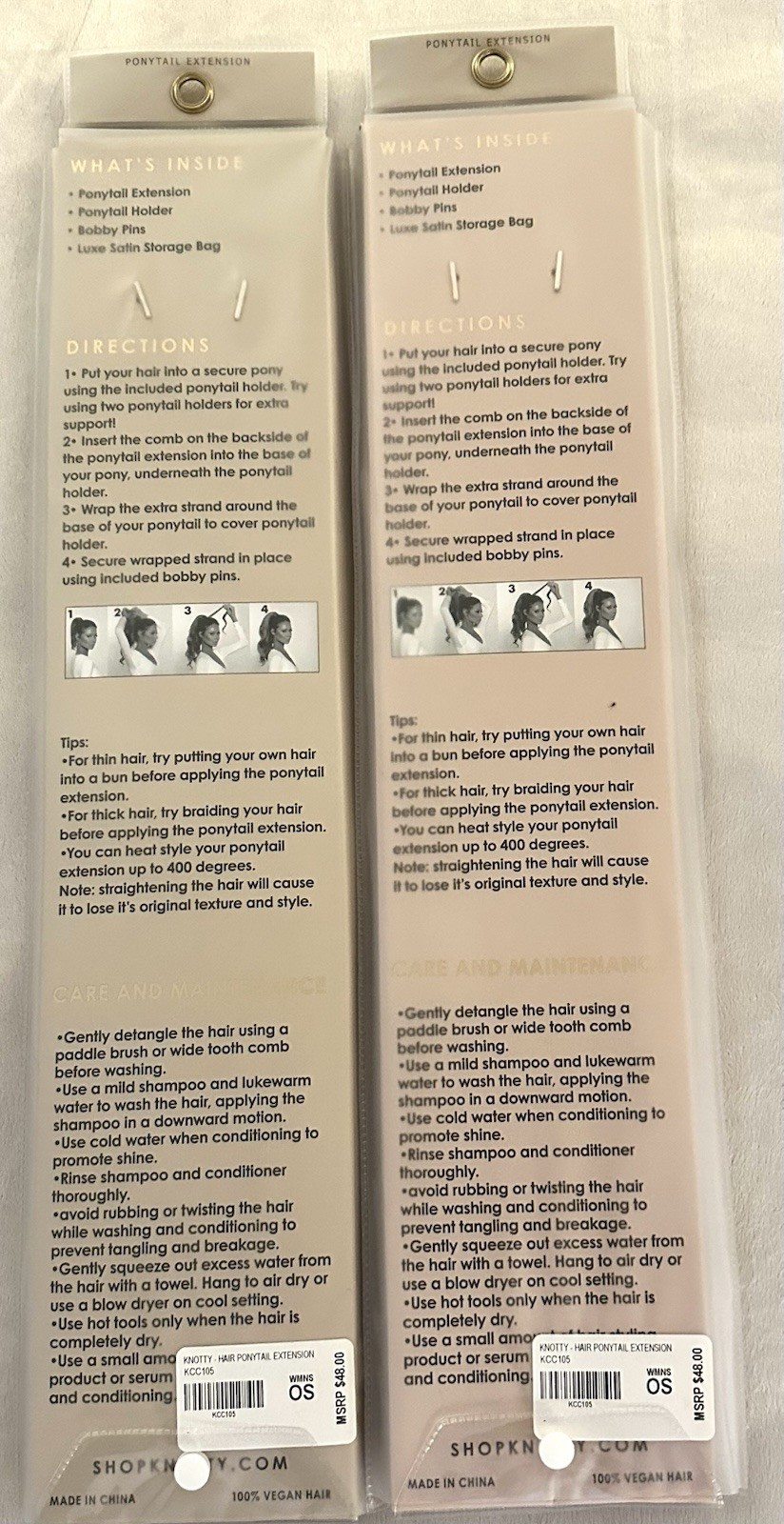 Vegan Synthetic Drawstring Clip Ponytail Extensions 22” Set Of 2 MSRP $96