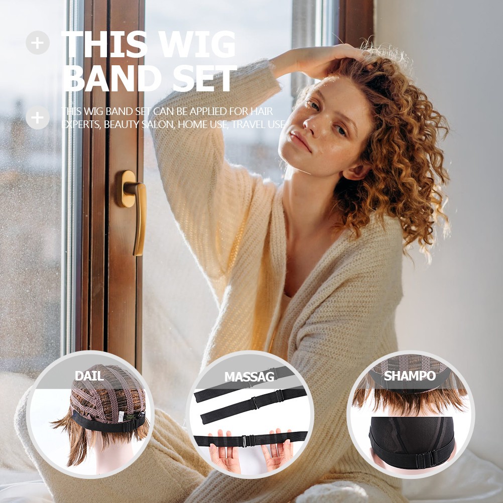 4 Pcs Elastic Wig Strap Headgear Band Miss Wrap Strips for Wigs Edge Adjustable