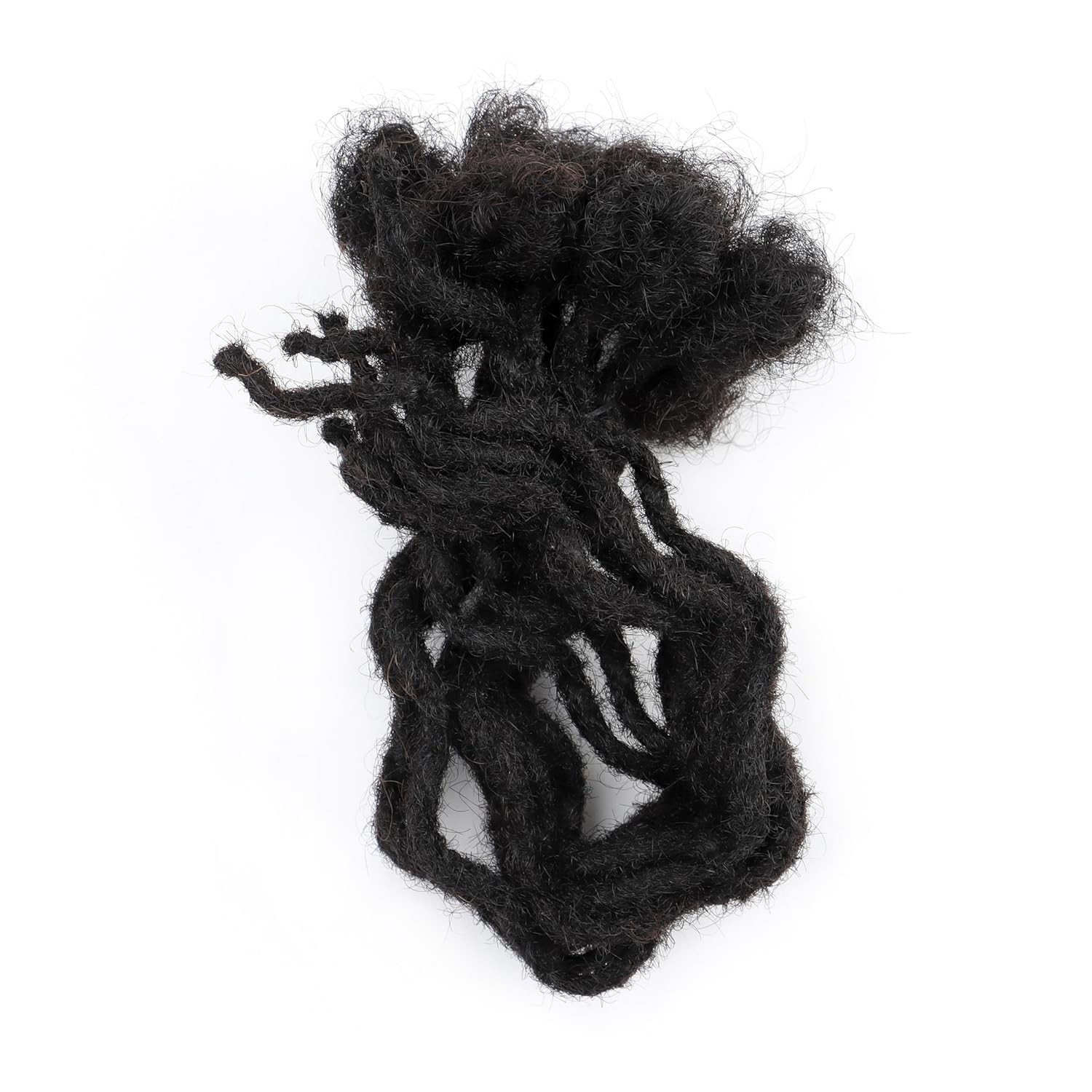 10 in 10 Strands Curly Wave Loc Extensions Human Hair 0.4cm Width Natural Black