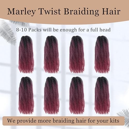 Marley Twist Braiding Hair 14 inch Afro Kinky Curly Crochet Braids 8 Packs