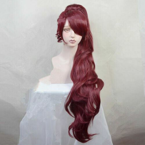 90cm Ponytail+35cm Short Wig Halloween Hair For Cosplay Hercules Megara Long Wig