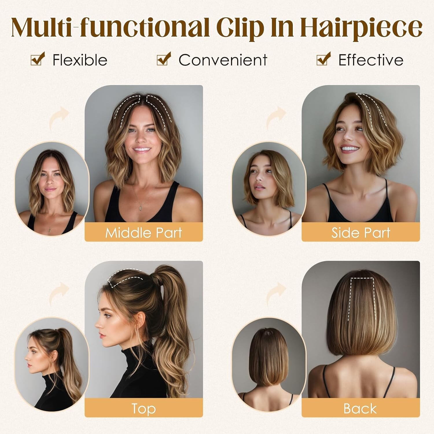 4PCS Invisible Clip In Short Hair Extensions Remy Human Hair #02 Dark Brown
