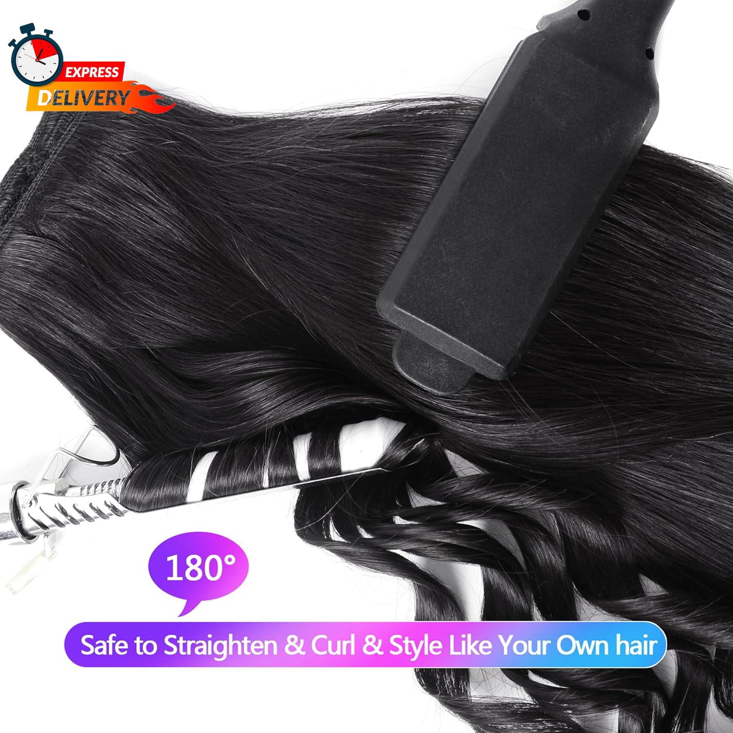 Clip in Hair Extensions Real Human Hair, 20 Inch 105G/3.7Oz, 1B Natural Black, I