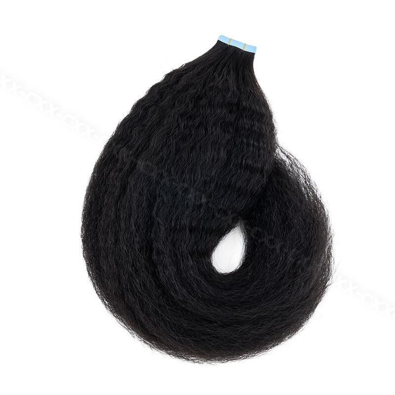 Kinky /Yaki PU Skin Wefts & Tape 100% Remy Human Hair Extensions 20pcs 50g Curly