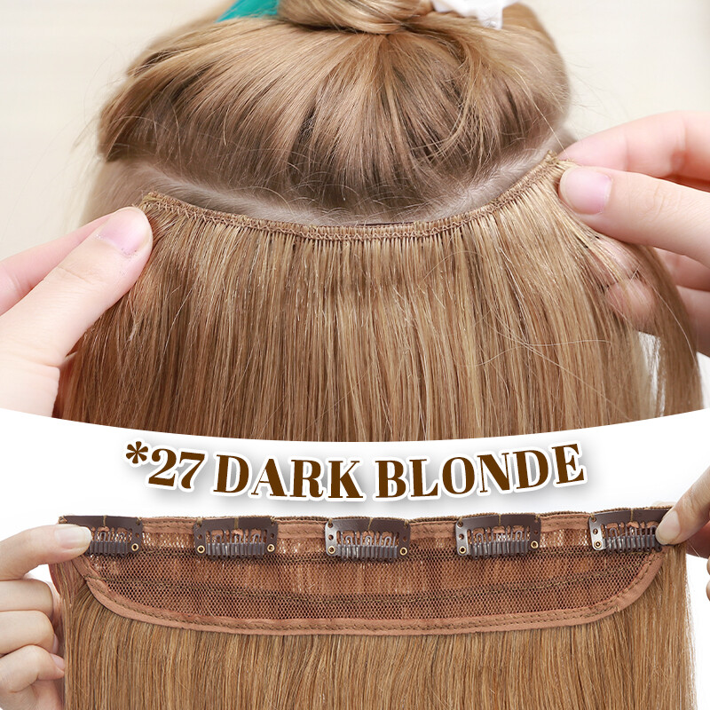 One Piece Clip in Remy Human Hair Extensions 1PCS Full Head Brunette Straight