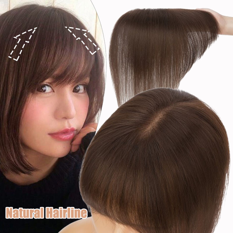 100% Remy Human Hair Topper Clip In Top Full Lace Base MONO Toupee Hairpiece US