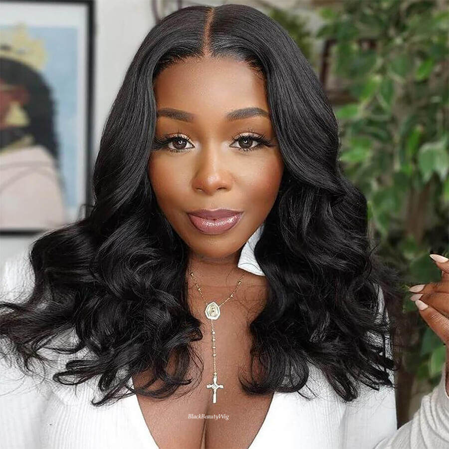 Short Wavy Silk Top Full Lace Human Hair Wig Bleached Knots 5×4.5 Silk Base Wig