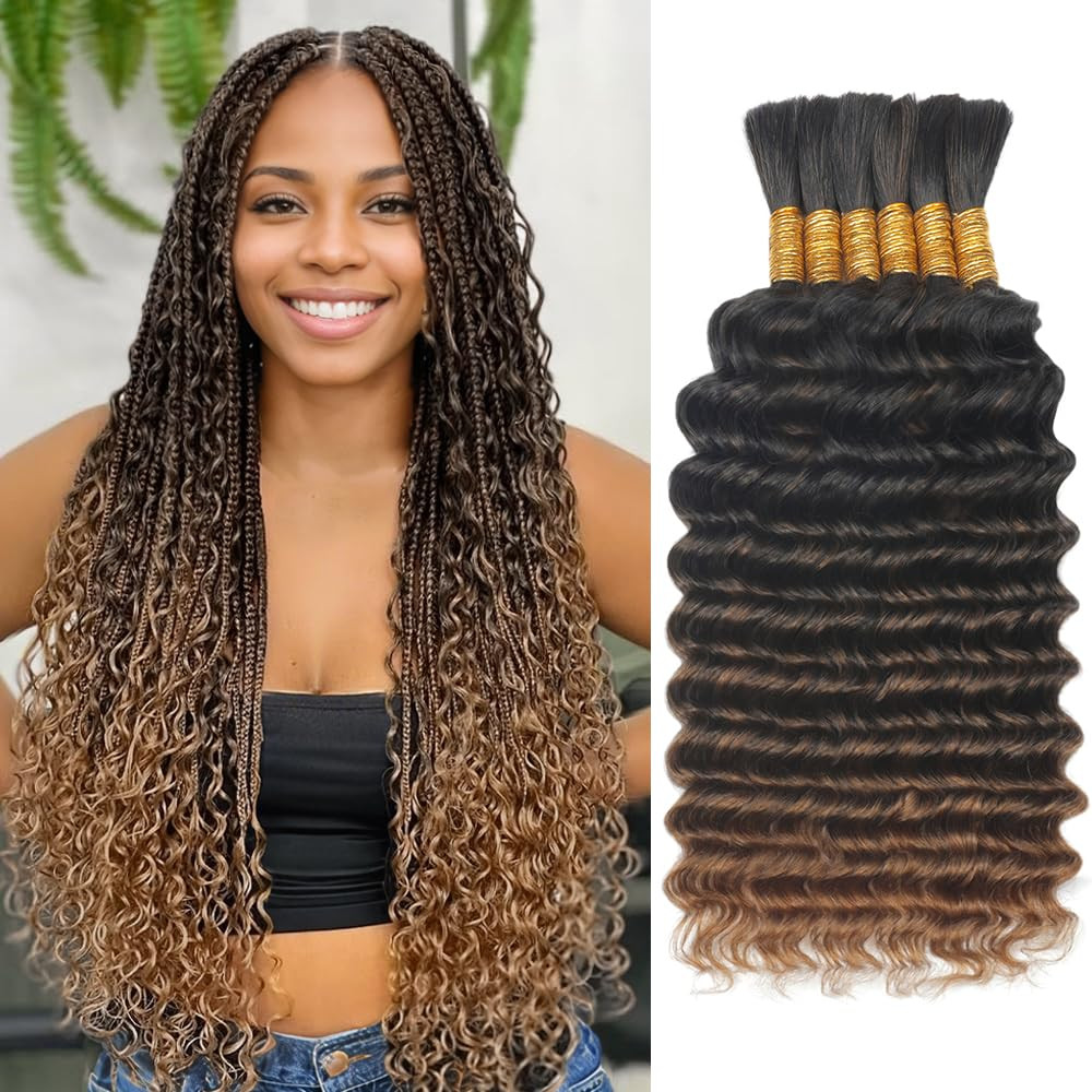Human Braiding Hair for Boho Braids T30 150G 6 Bundles/Pack 18 Inch Deep Wave Bu