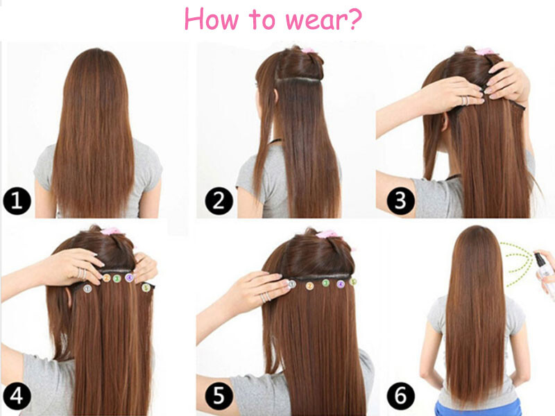 One Piece Full Head Long Thick Clip in Hair Extensions 5 Clips As Human Natural