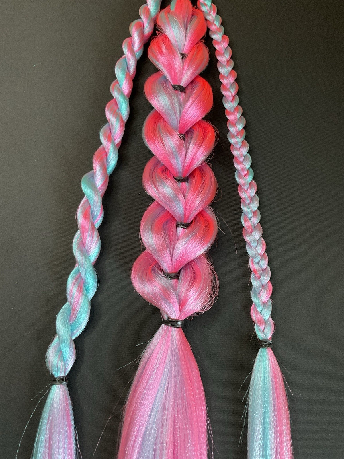pink blue Reusable Braided Ponytail Extension Softball Braids Festival Rave Brai