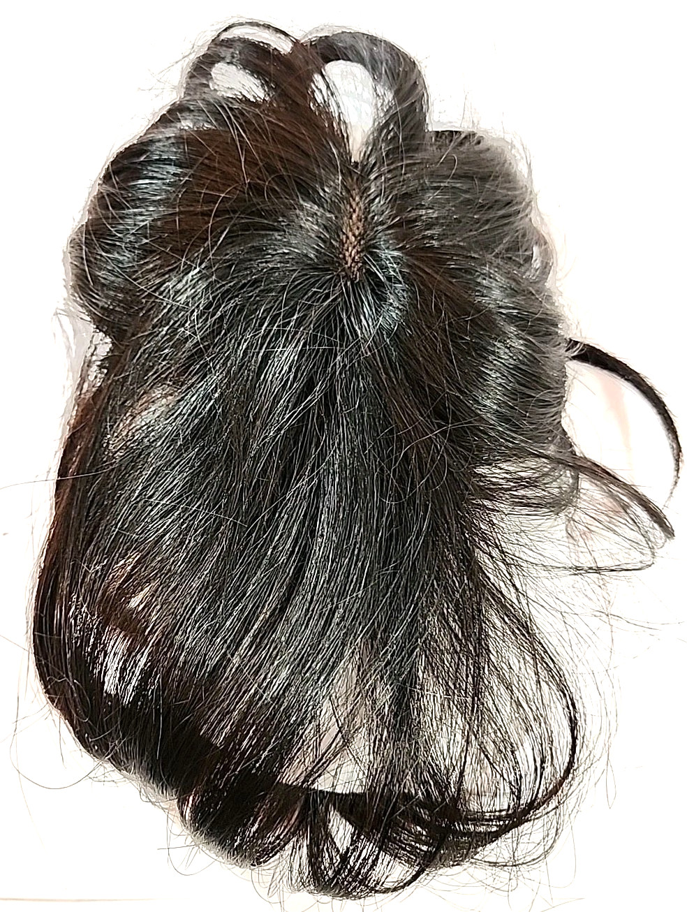 12″ Clip In 100% Human Hair Piece Straight Topper Wiglet Toupee 1B Natural Black